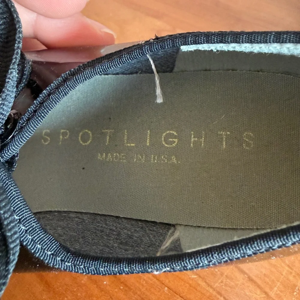 Spotlights Kids Black Patent Leather Tap Shoes Ribbon Tie Made in USA Size 9